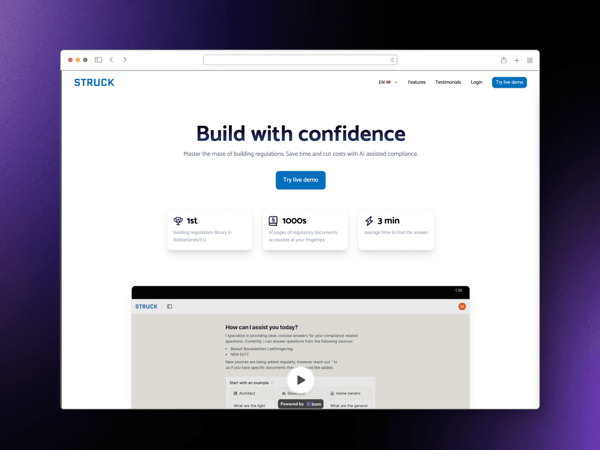 Struck Landing Page